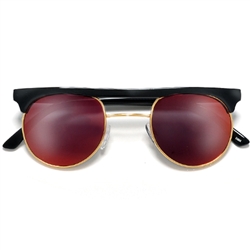 Flat Top Brow Bar Half Frame Indie Style Fashion Sunglasses