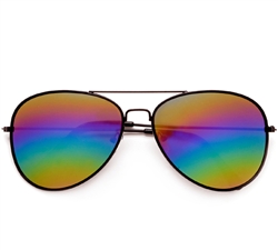 Oil Slick Color Mirror Aviator #50260