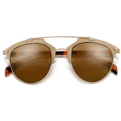 Sporty Super Chic Distinctive Geometric Browline High Fashion Sunglasses