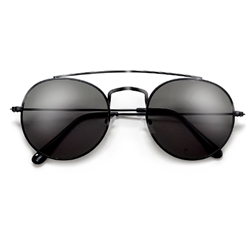 Retro Round Flat Lens High Brow Bar Sunglasses