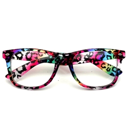 Colorful Rainbow Cheetah Clear Wayfarer #8223