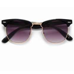 Classic Half Frame Semi Rimless Club Master Style Sunglasses