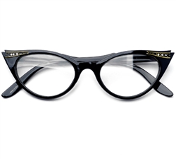 Womens Rhinestone Cat Eye Fashion Clear Glasees#8735