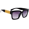 Hip Hop Tapered Watch Band Metal Chain Temple Horned Rim Sunglasses#912625