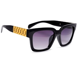 Hip Hop Tapered Watch Band Metal Chain Temple Horned Rim Sunglasses#912625