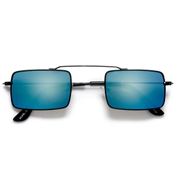 Ultra Slim Light Weight Metal Rectangular Lens Single Brow Bar Frame Hipster Fashion Sunglasses