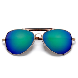 Fashion Flair Aviator Outdoorsman Cross Bar Color Mirrored Sunglasses