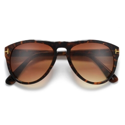 Designer Inspired Large Keyhole Bridge Plastic Aviator Sunglasses