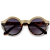 Savvy Retro Metal Bridge and Brow Bar Round MOD Sunglasses